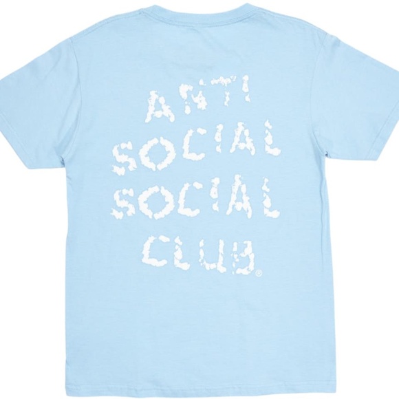 Anti Social Social Club Partly Cloudy Tee 'Blue' Large NWT - Picture 1 of 6